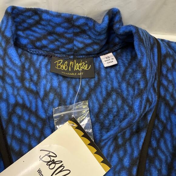 Bob Mackie Wearable Art Blue Black Geometric Button Front Jacket XS NWT - Picture 7 of 10